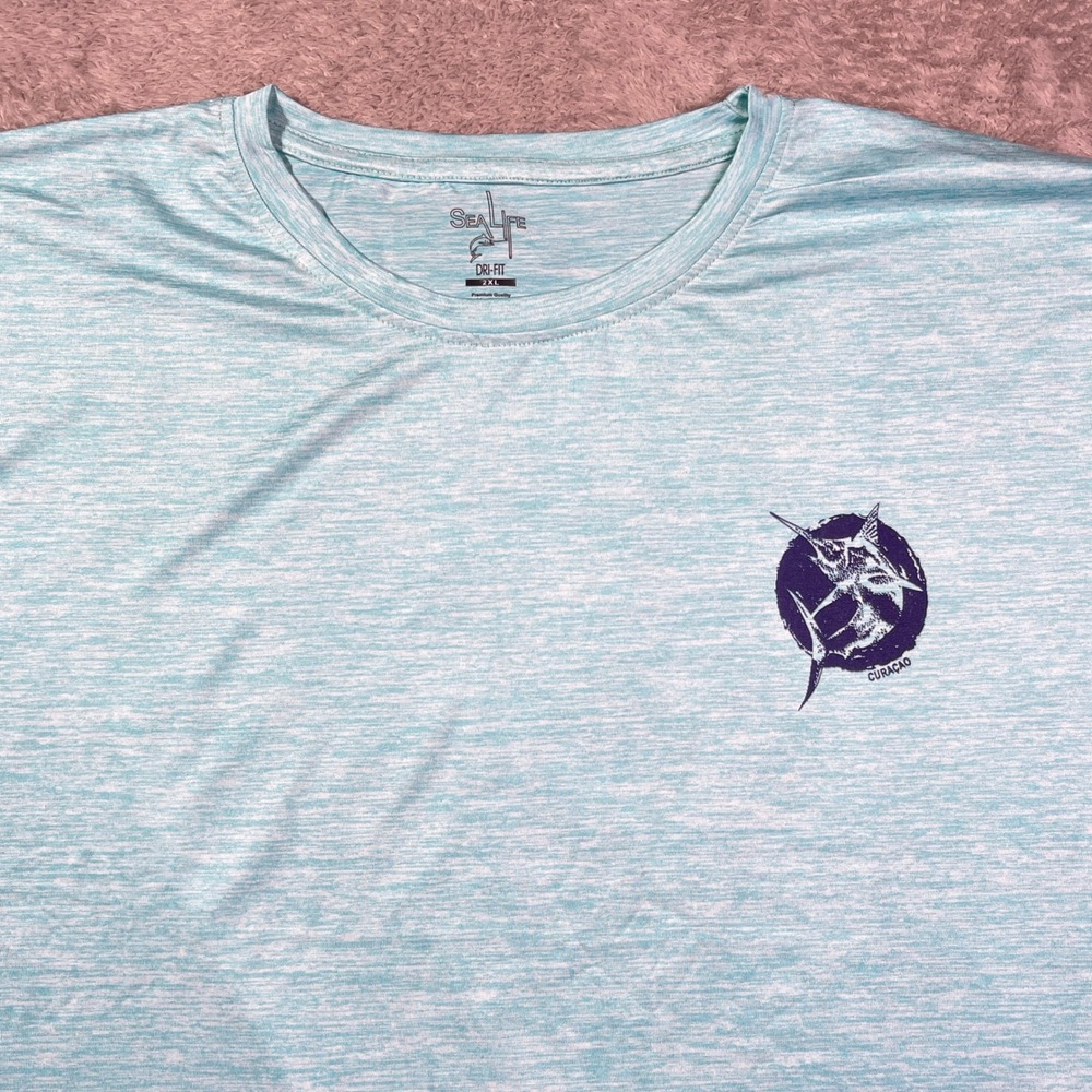 Sea Life Curacao‎ Dri-Fit Marlin Fishing Long Sleeve Men's Shirt 2XL Green